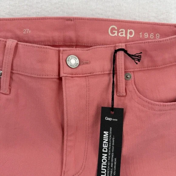 Gap Jeans Womens 27 Pink Resolution Denim 1969 Skinny Stretch Mid Rise Ankle NWT - Picture 3 of 8